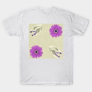 Hyena Skull Floral Cream T-Shirt